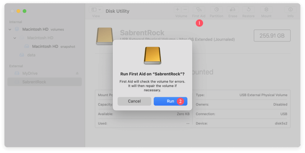 Sabrent Rocket external SSD not mounting on Mac
