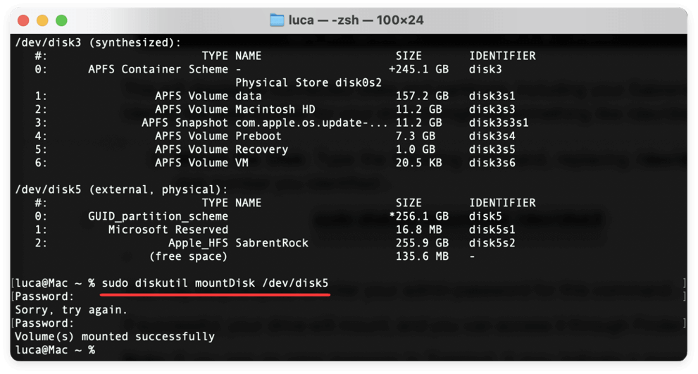 Sabrent Rocket external SSD not mounting on Mac