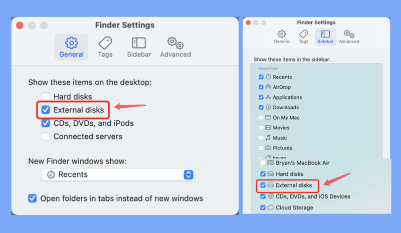 Enabling Visibility of External Hard Drive