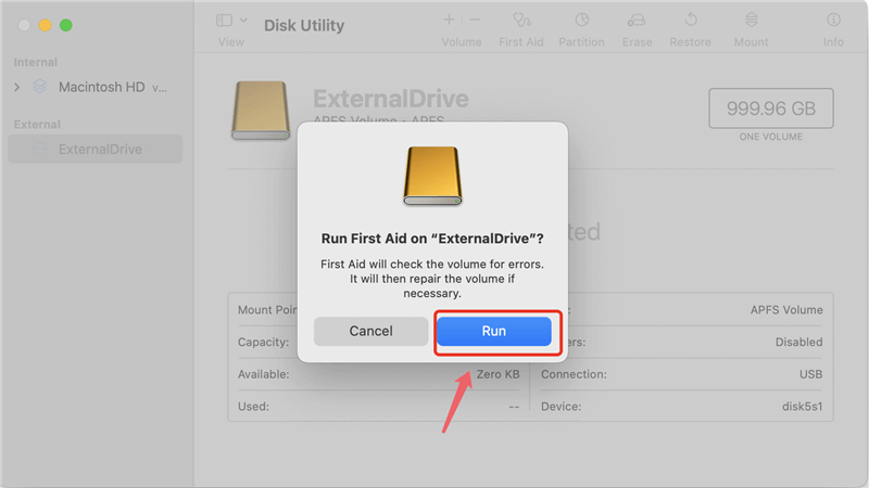 Repairing G-Drive Using Disk Utility