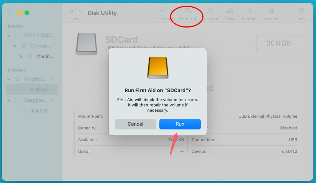 SD card isn't showing up in Mac Finder