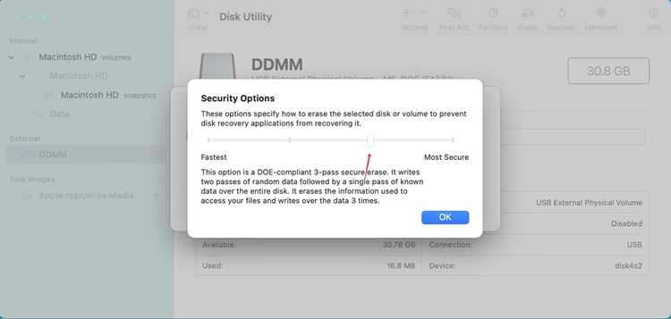erase storage device on Mac