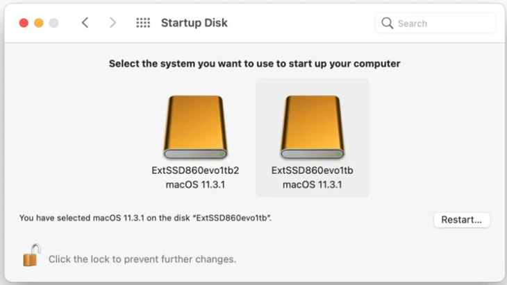 Boot your Apple Silicon Mac from the external hard drive