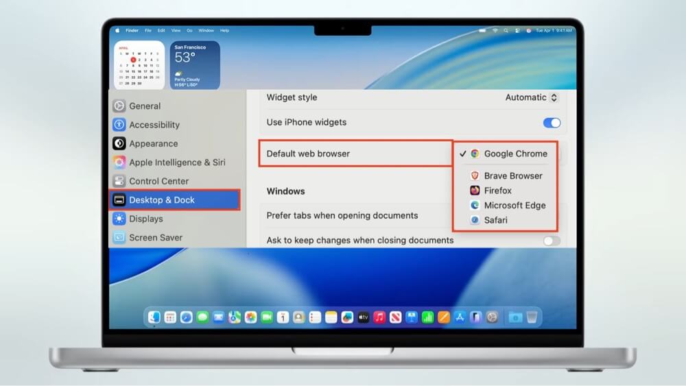 change your default web browser
