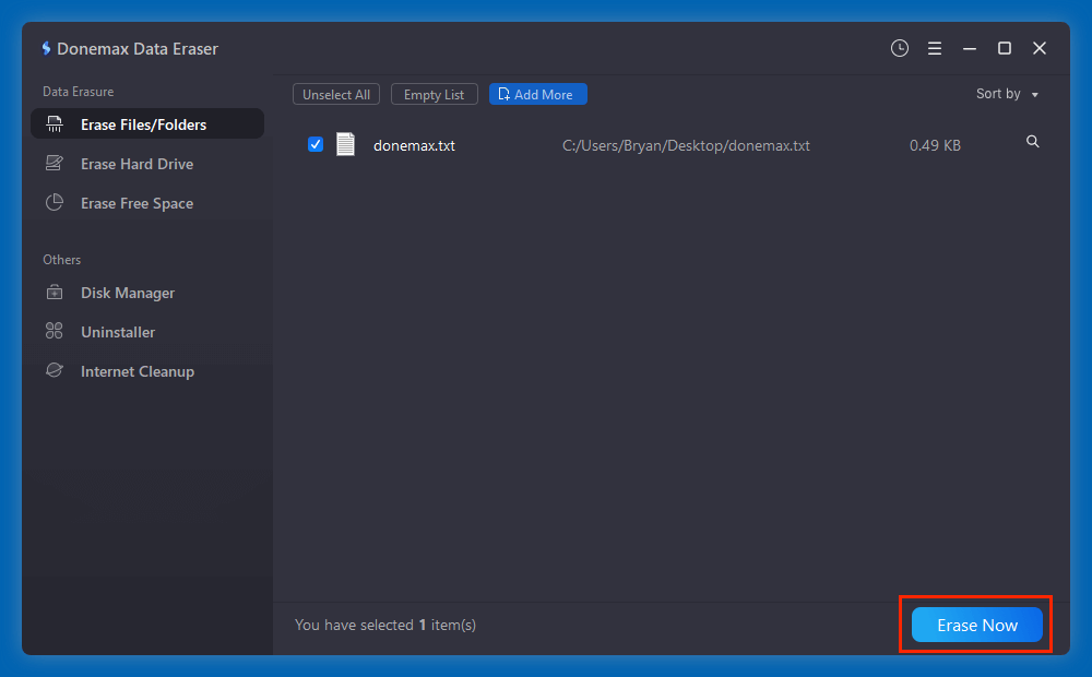 permanently shred a text file