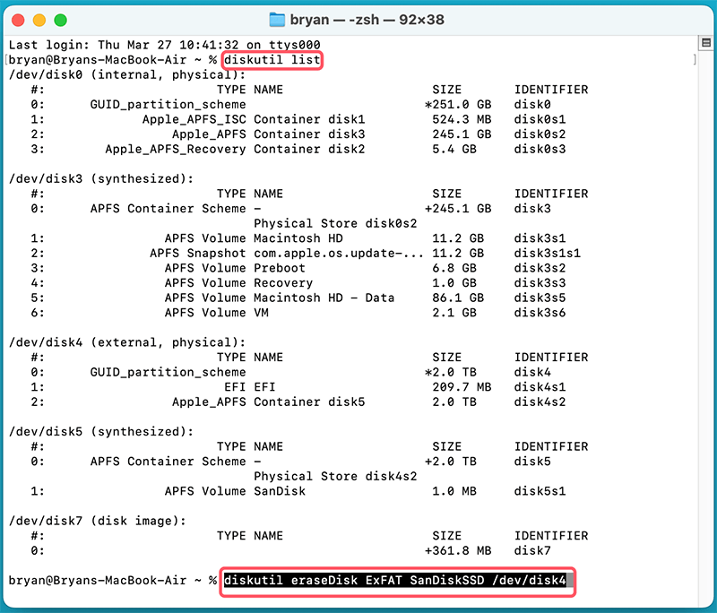 erase and format the drive as ExFAT