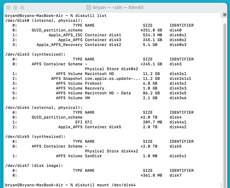 Mount the drive manually