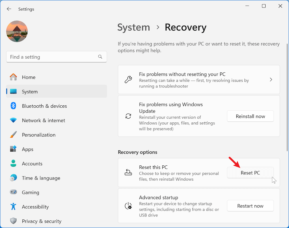 System Restore on Windows
