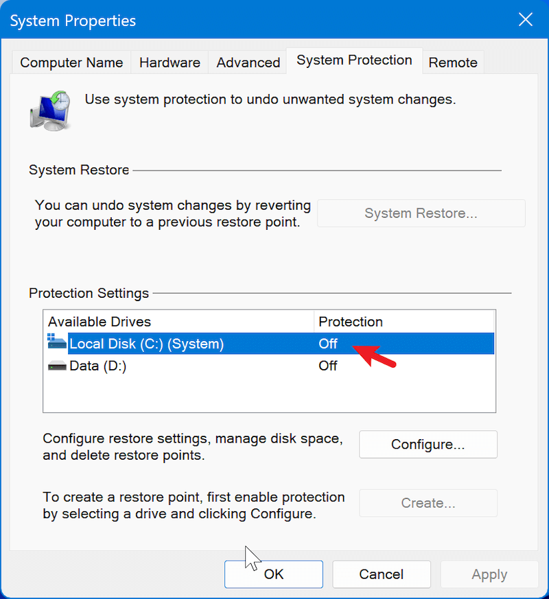 System Restore on Windows