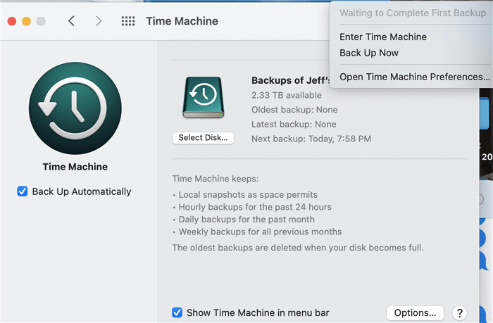 set up Time Machine on macOS Ventura