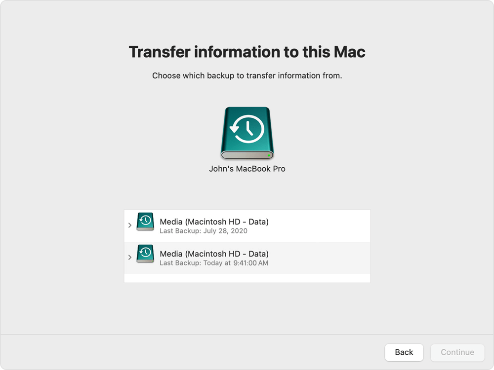 transfer data from old Mac to new one