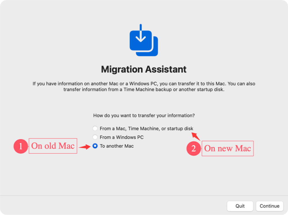 transfer data from old Mac to new one