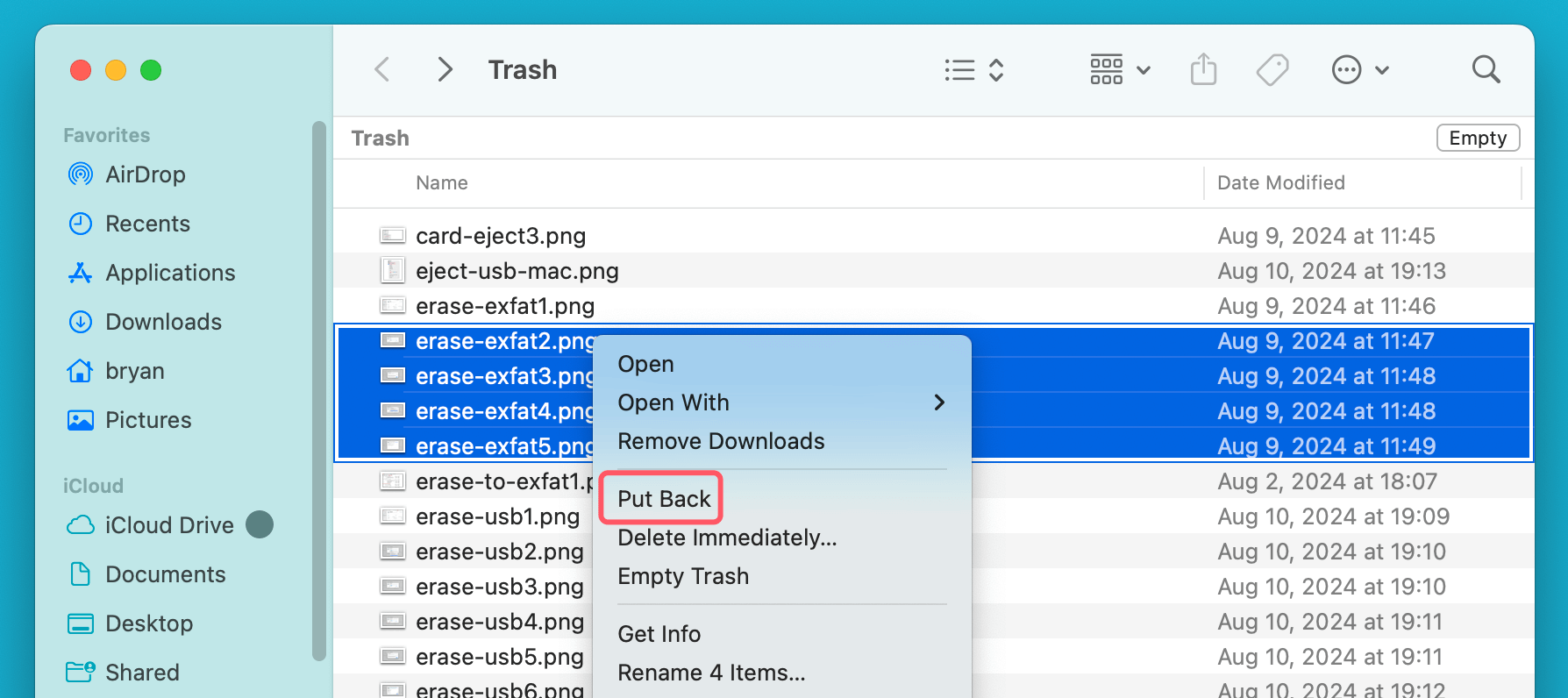 recovering files from Mac's Trash