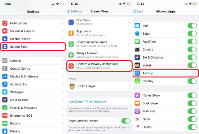 Turn off AirDrop Restrictions