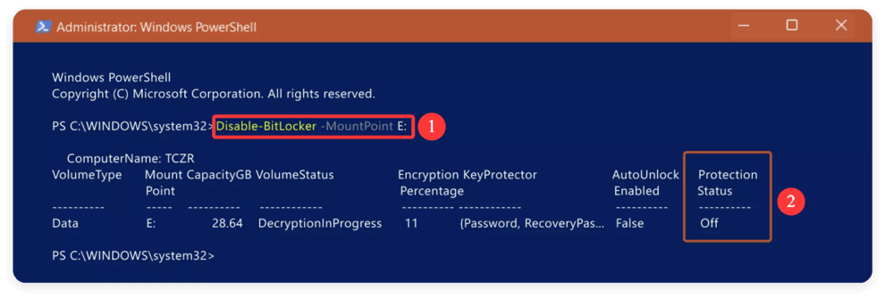 turn off BitLocker on Windows 11/10