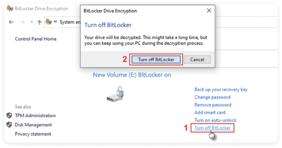 turn off BitLocker on Windows 11/10