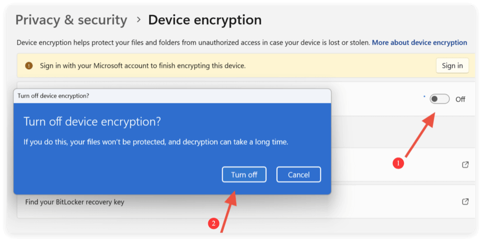 turn off BitLocker on Windows 11/10