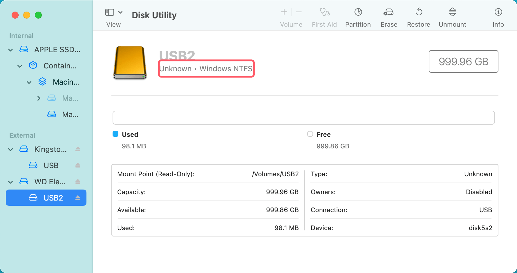 unable to write data to your USB drive or SD card on Mac