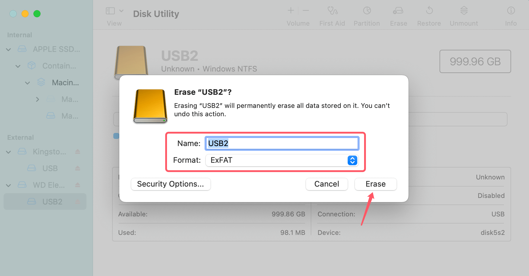 unable to write data to your USB drive or SD card on Mac