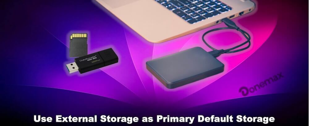 use external storage as primary default storage