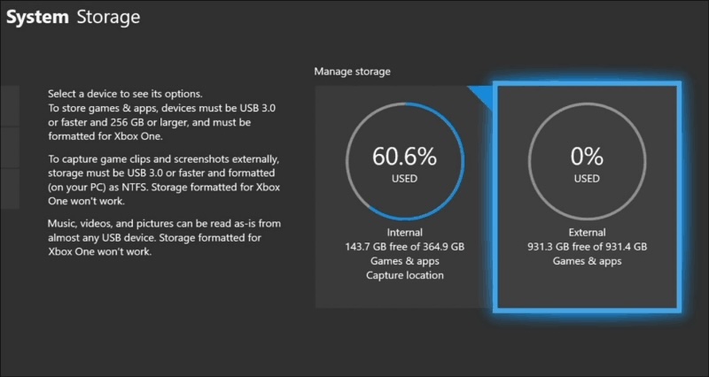 use external storage as primary default storage