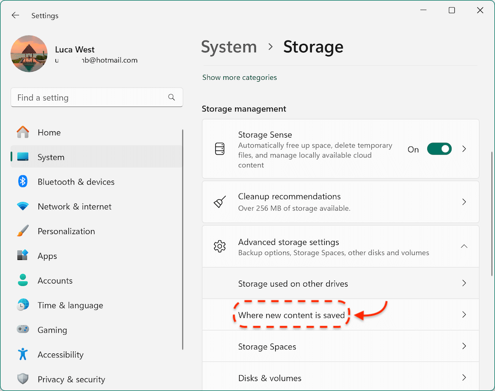 use external storage as primary default storage