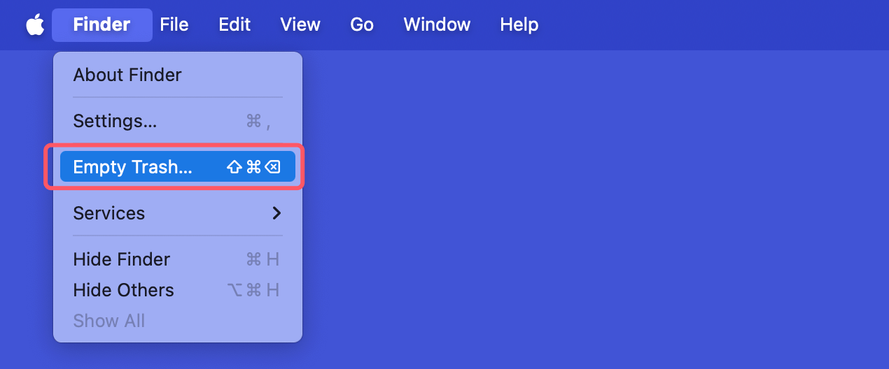 Using Finder to Empty the Trash