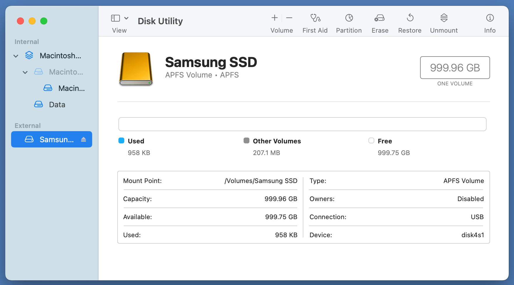 using the Samsung Portable SSD T5 EVO with your Mac