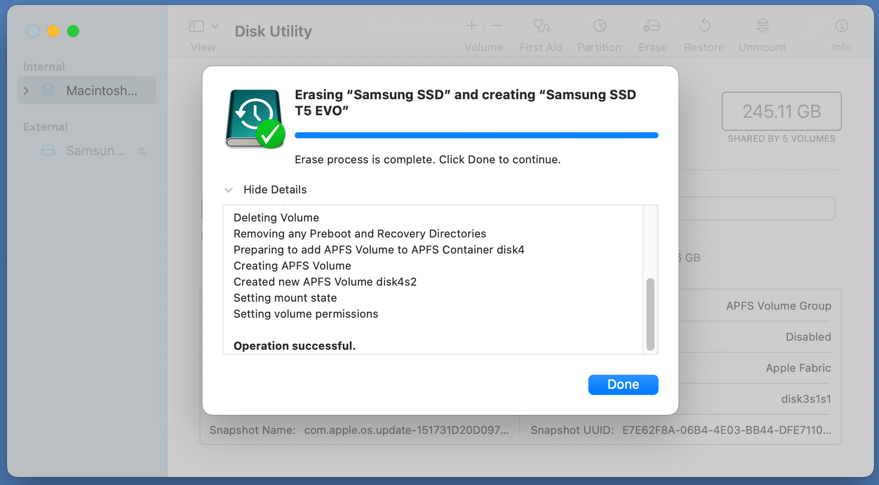 using the Samsung Portable SSD T5 EVO with your Mac