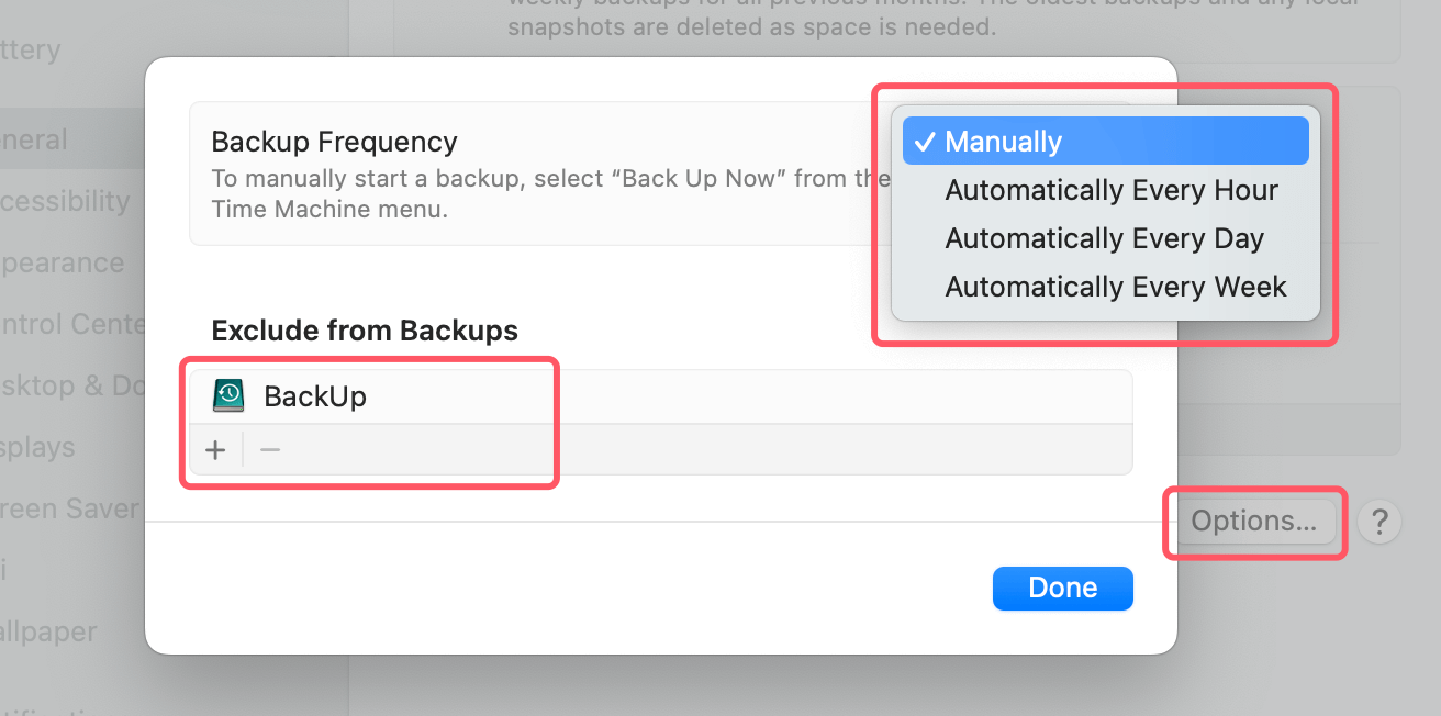 Configure Backup Options