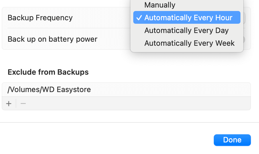 Configuring Time Machine Settings
