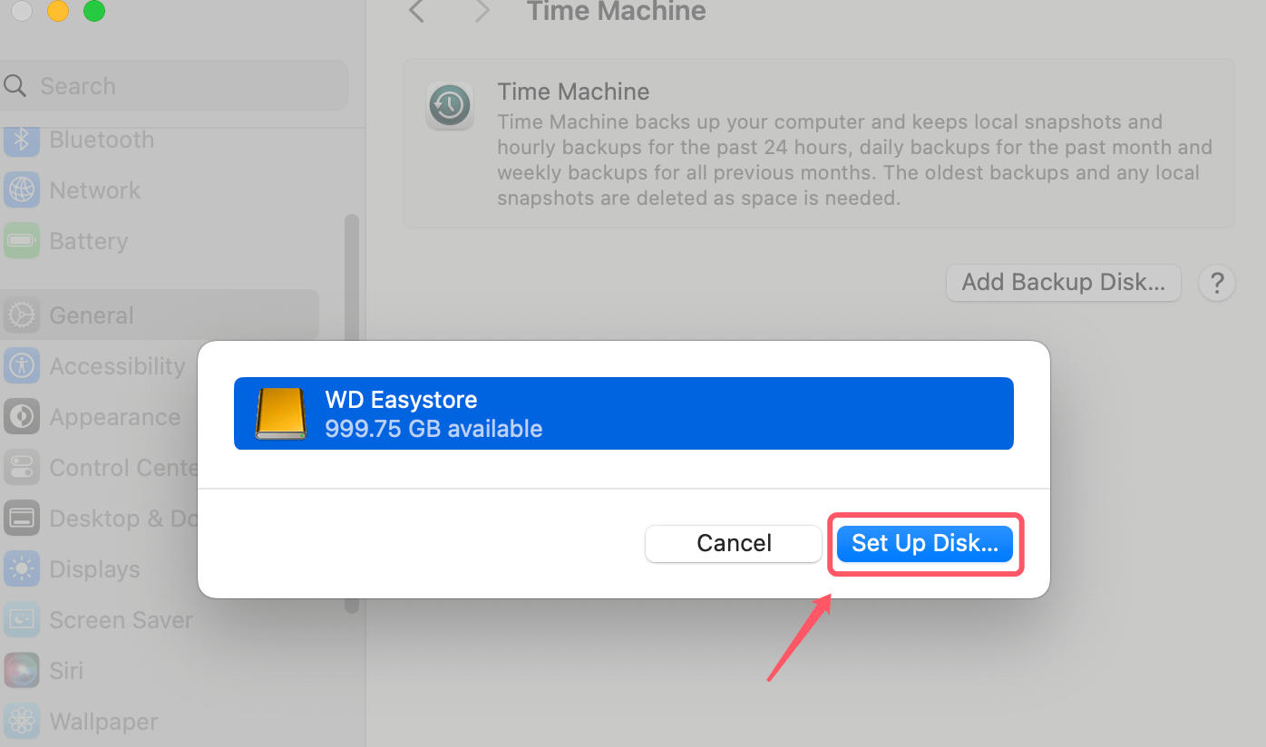 Enabling Time Machine with WD Easystore