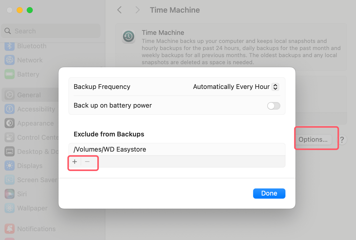 Configuring Time Machine Settings