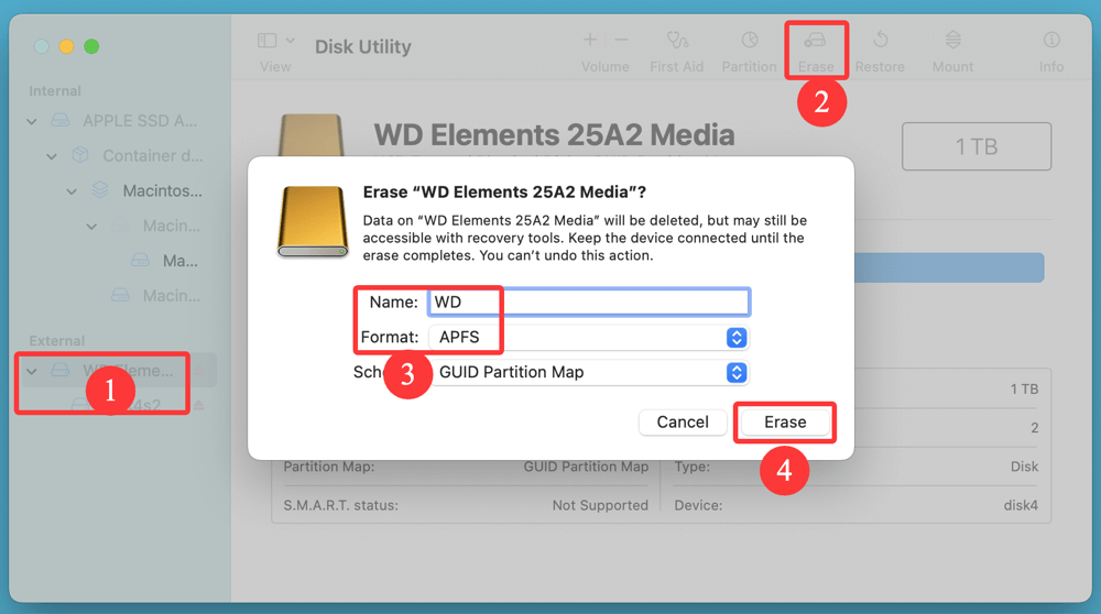 WD Elements not mounting on Mac