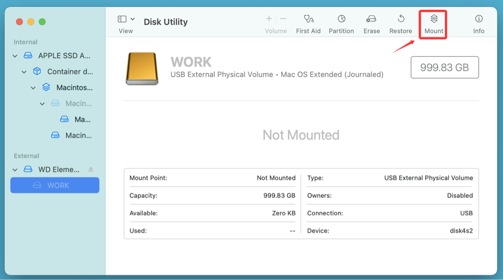 WD Elements not mounting on Mac