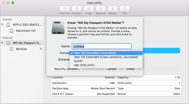 how to format wd external hard drive mac