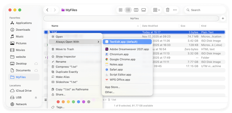 open text files on Mac