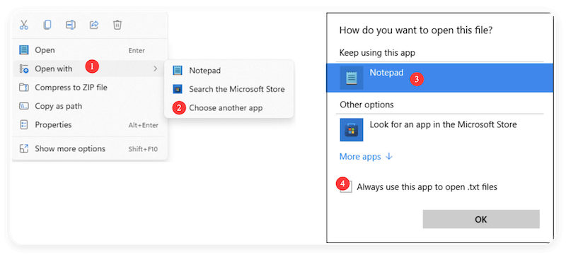 open text files on Windows