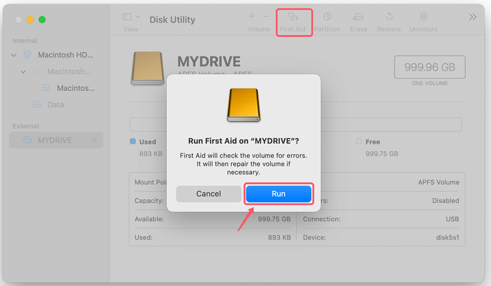 Use Disk Utility to Check for External Drive Faults