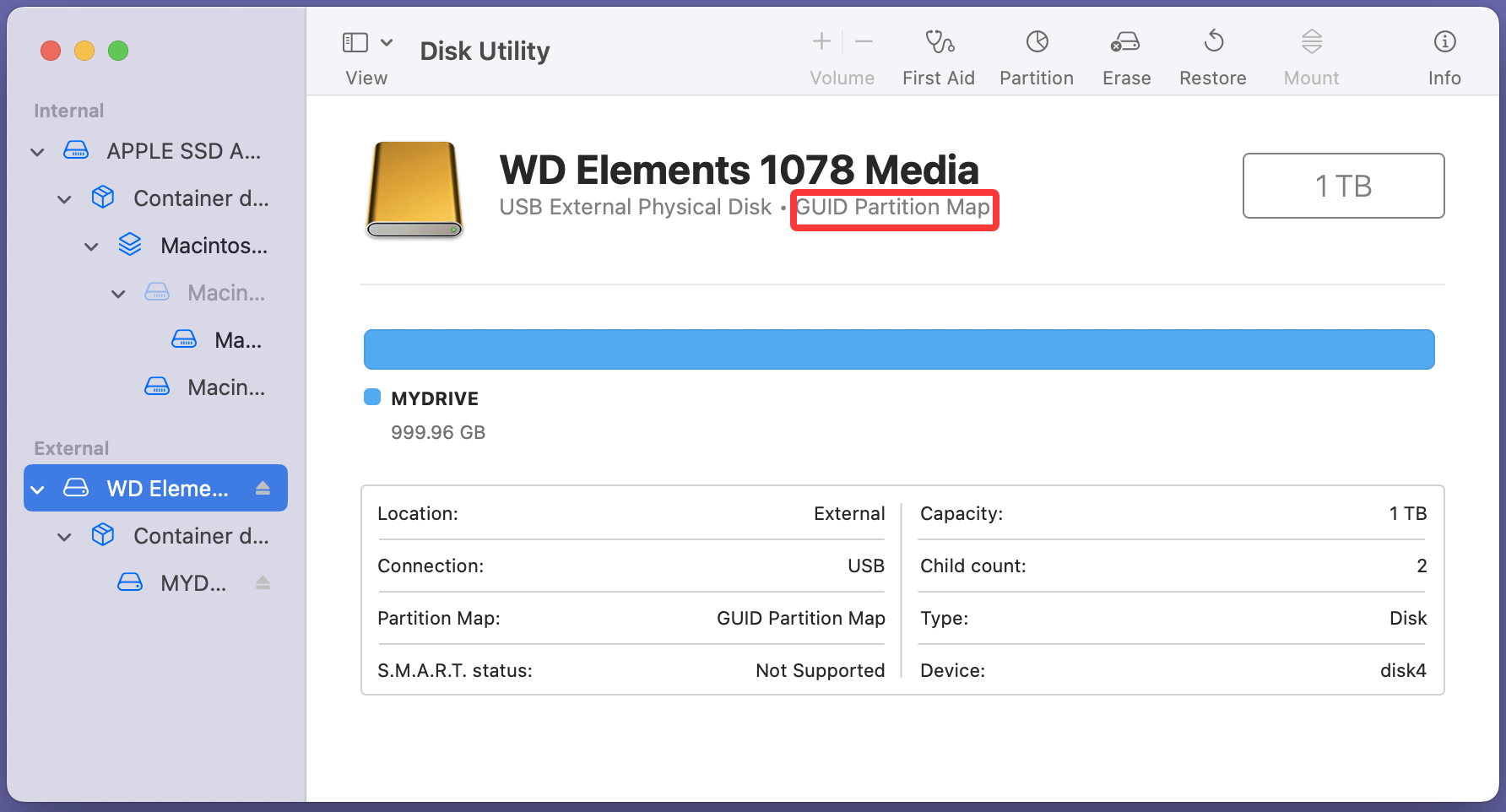 Check Partition Table on macOS with Disk Utility