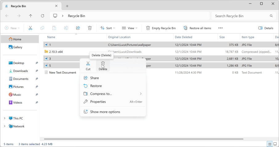 Right-Click and Delete