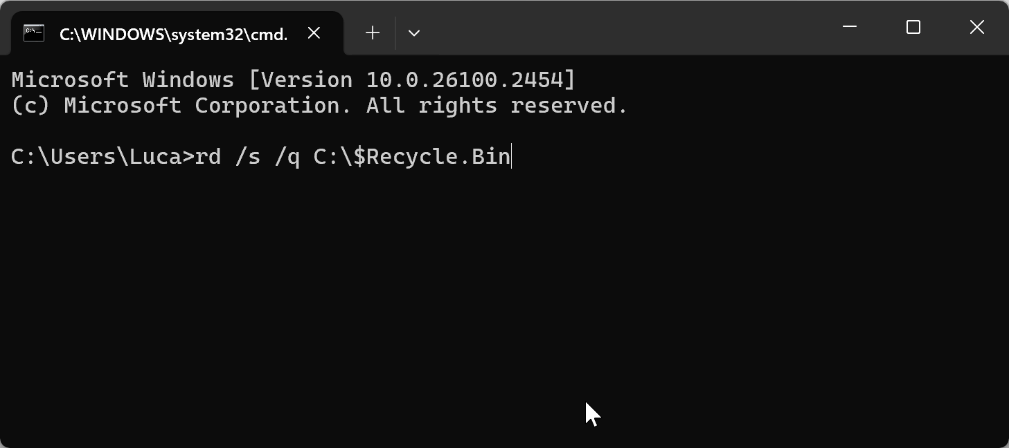 Steps to Empty Recycle Bin via Command Prompt