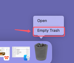 Pick 'Empty Trash' from the menu