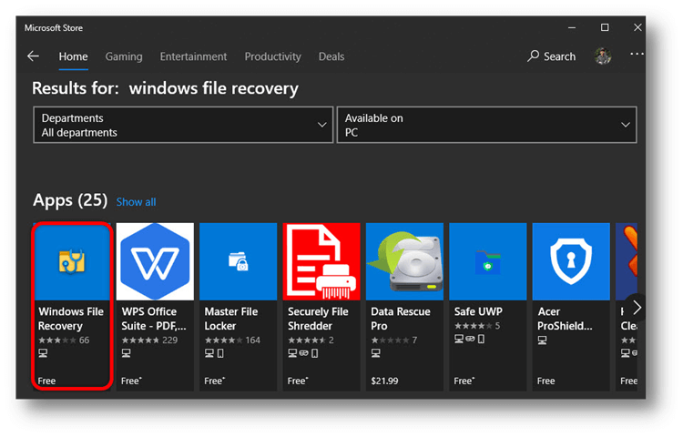 Windows file recovery
