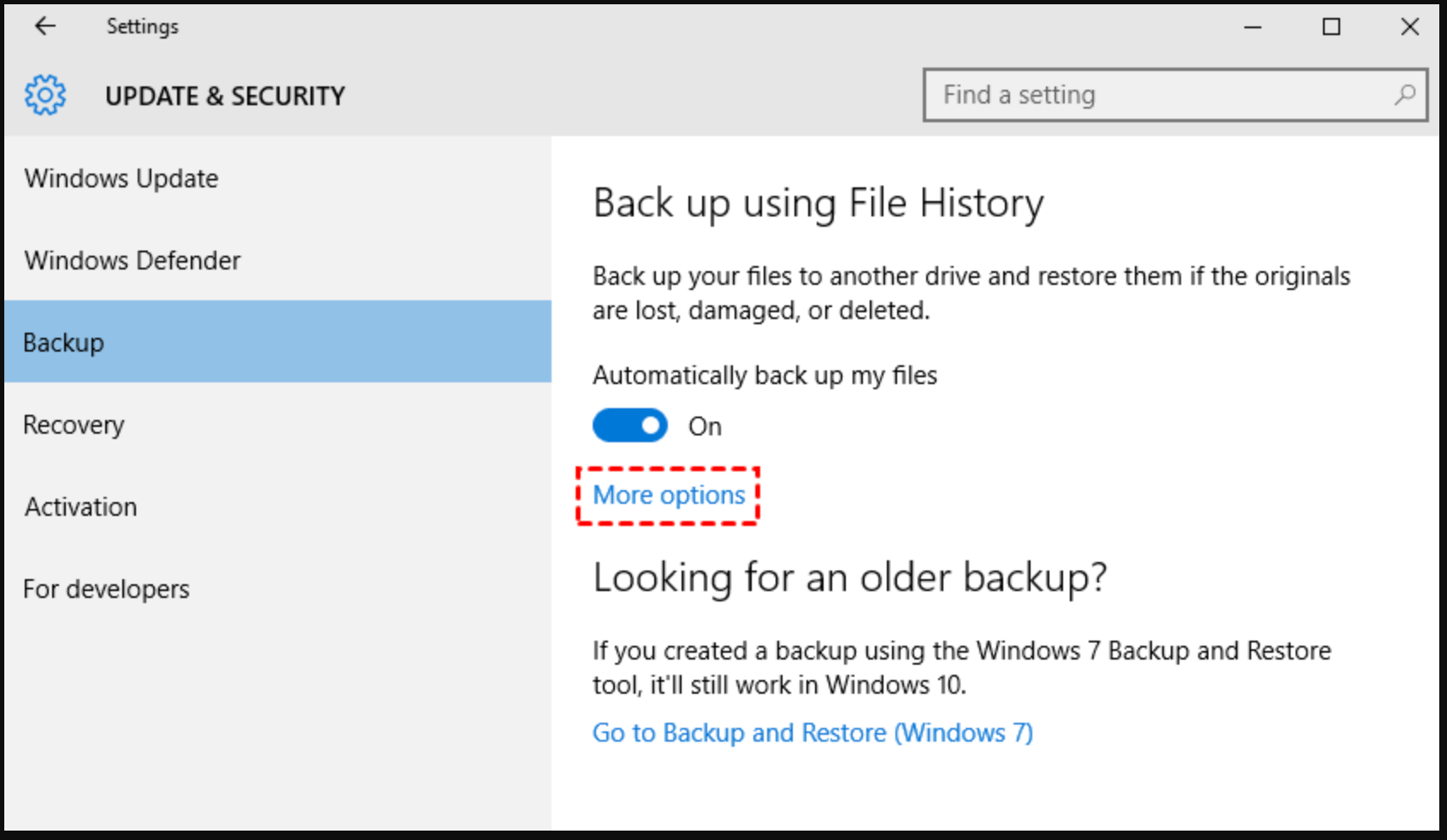 Use Windows File History