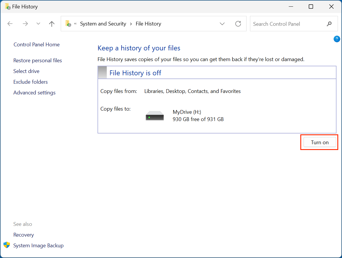 Use Windows File History