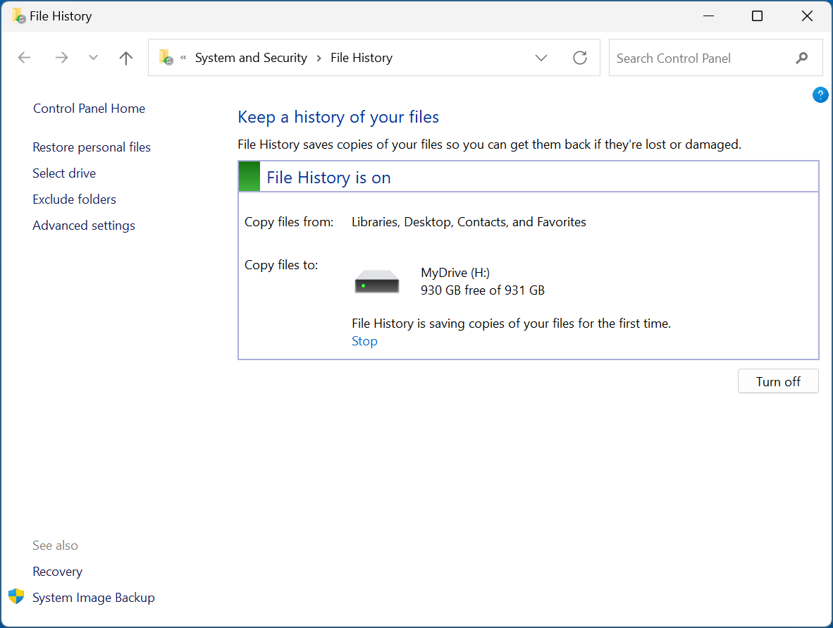 Use Windows File History