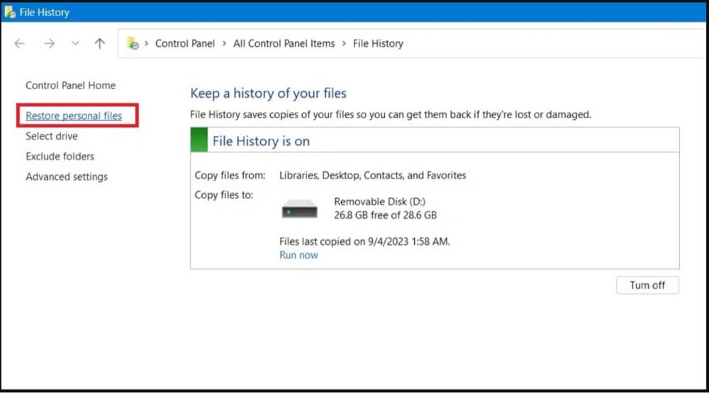 Use Windows File History