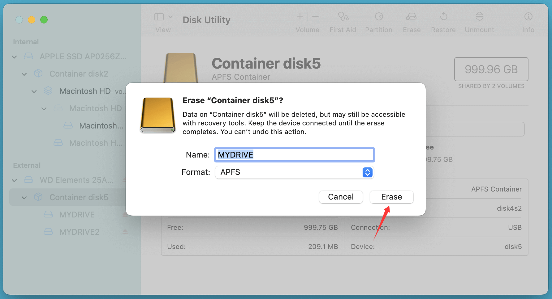 Wiping an APFS volume on Mac