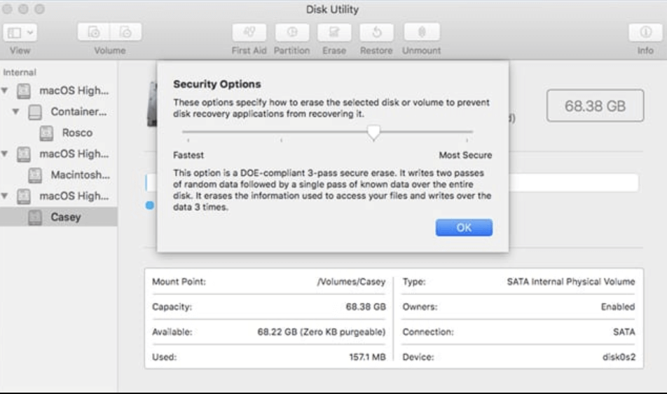 Wiping an APFS volume on Mac